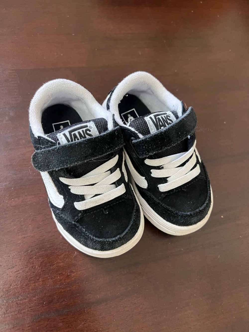 Toddler Vans size 6 Black & White Velcro Sneakers